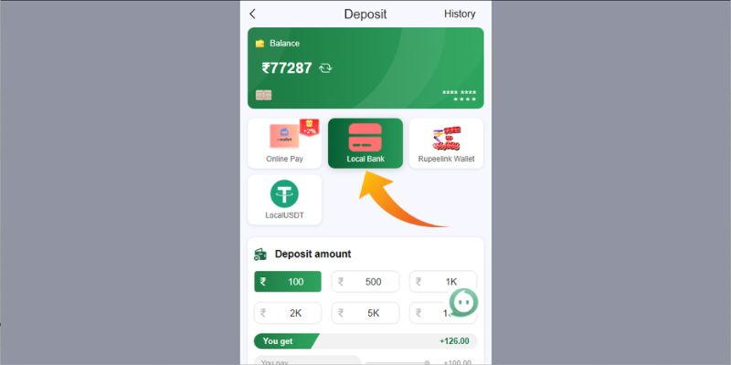 Deposit VC77 via QR Code local bank