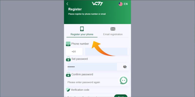 Form to enter information when creating accounts