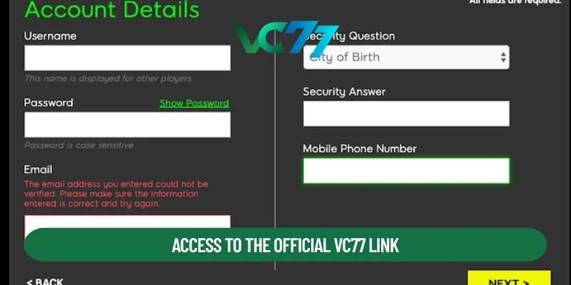 Registration and login process VC77